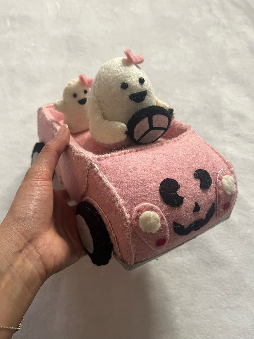 Candy Corn lane ghost passengers Pink Felt Toy Car Cute Passengers halloween